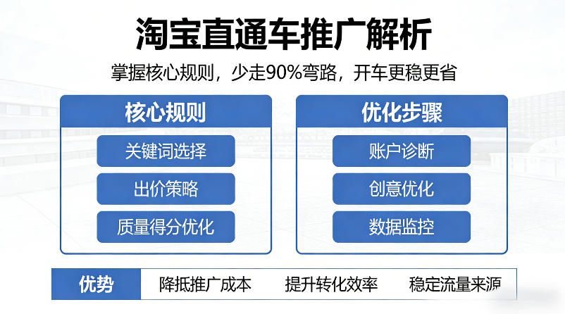 淘宝直通车推广解析，掌握核心规则，少走90%弯路，开车更稳更省-项目资源网