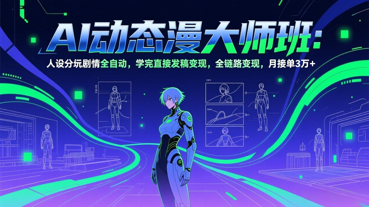 AI动态漫剧大师班：人设分镜剧情全自动，学完直接发稿变现，全链路变现，月接单3万+-项目资源网