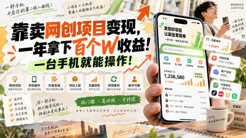 网创小程序虚拟资料变现,一年拿下百万收益,一部手机就可以做,0成本变现副业!-项目资源网