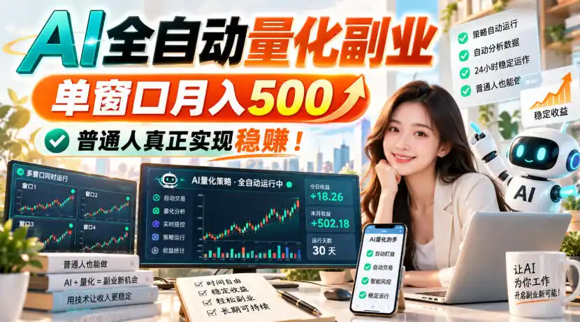 AI全自动量化副业，单窗口月入500，普通人真正实现稳賺！【揭秘】-项目资源网