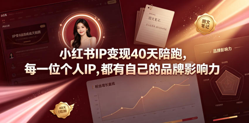 小红书IP变现40天陪跑,每一位个人IP,都有自己的品牌影响力-项目资源网