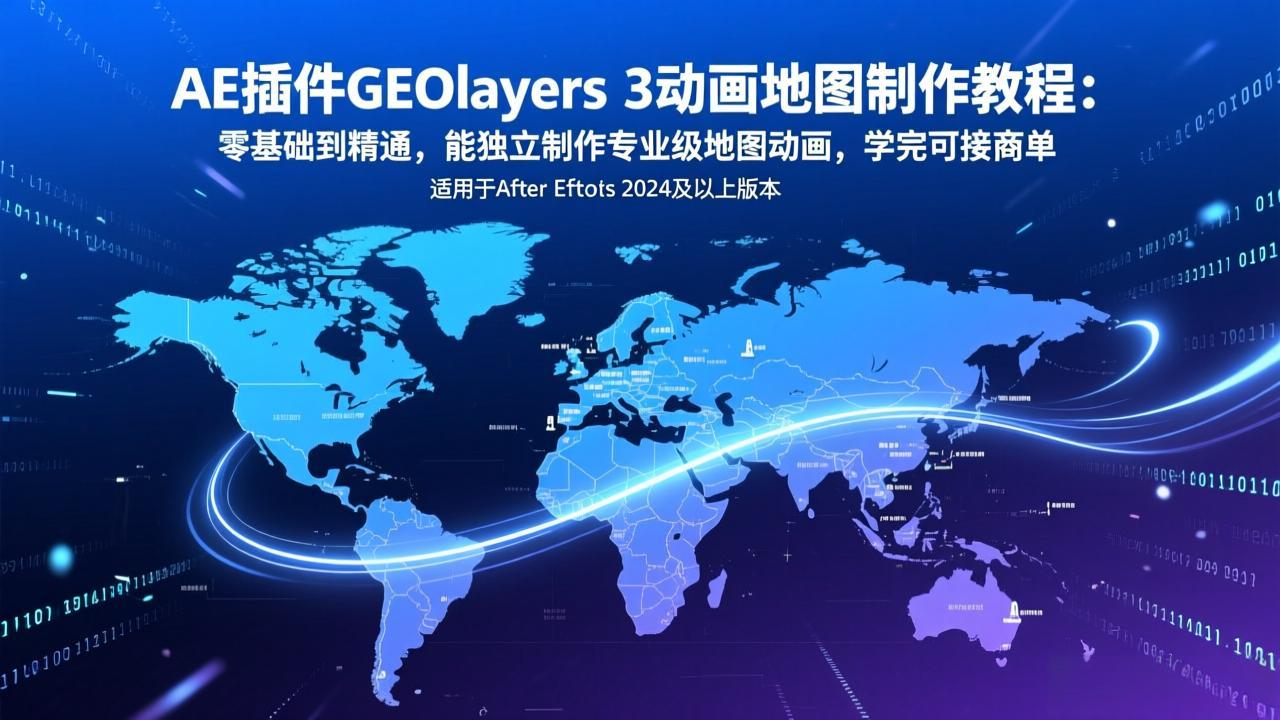 AE插件GEOlayers 3动画地图制作教程：零基础到精通，能独立制作专业级地图动画，学完可接商单-项目资源网
