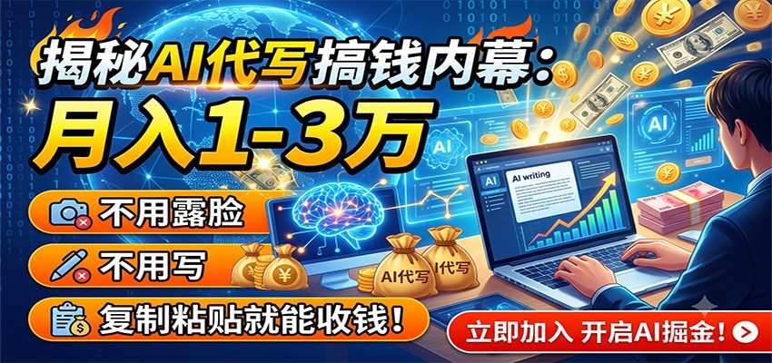 揭秘AI代写搞钱内幕：月入1-3万，不用露脸不用写，复制粘贴就能收钱！-项目资源网