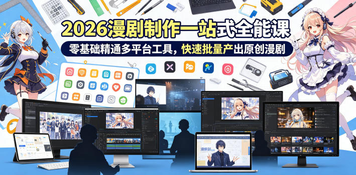 2026 AI漫剧制作一站式全能课，零基础精通多平台工具，快速批量产出原创漫剧-项目资源网