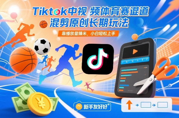 Tiktok中视频体育赛道混剪原创长期玩法,靠播放量賺米,小白轻松上手