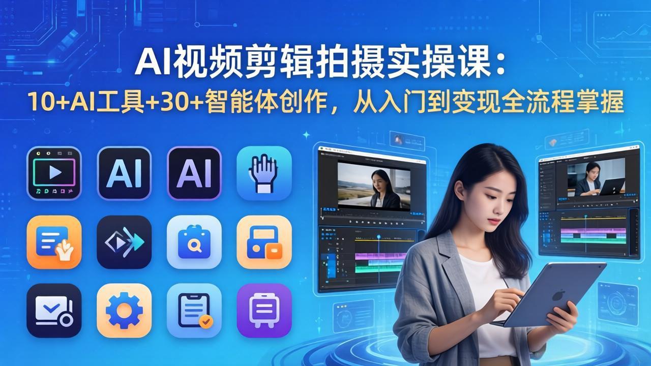 AI 视频剪辑拍摄实操课：10+AI工具+30+智能体创作，从入门到变现全流程掌握-项目资源网
