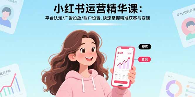小红书运营精华课-更新：平台认知/广告投放/账户设置,快速掌握精准获客与变现-项目资源网