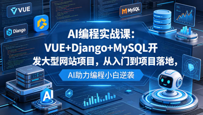 AI编程实战课：VUE+Django+MySQL开发大型网站项目，从入门到项目落地，AI助力编程小白逆袭-项目资源网