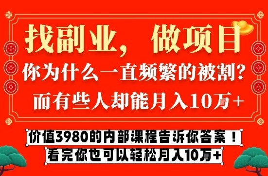 价值3980的网创内部课程,告诉你互联网创业月入10个W的秘密【揭秘】-项目资源网