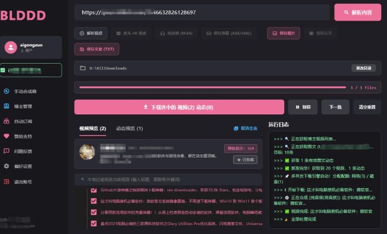 哔哩哔哩b站视频最新下载工具,支持合集下载,字幕、声音下载,BLDDD 哔哩哔哩b站视频最新下载工具,支持合集下载,字幕、声音下载,BLDDD