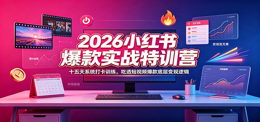 2026小红书爆款实战特训营：十五天系统打卡训练，吃透短视频爆款底层变现逻辑-项目资源网