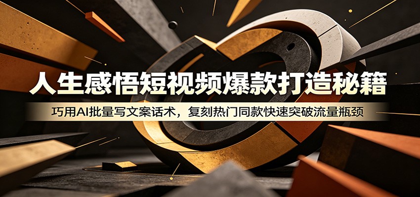 人生感悟短视频爆款打造秘籍：巧用A 批量写文案话术，复刻热门同款快速突破流量瓶颈-项目资源网