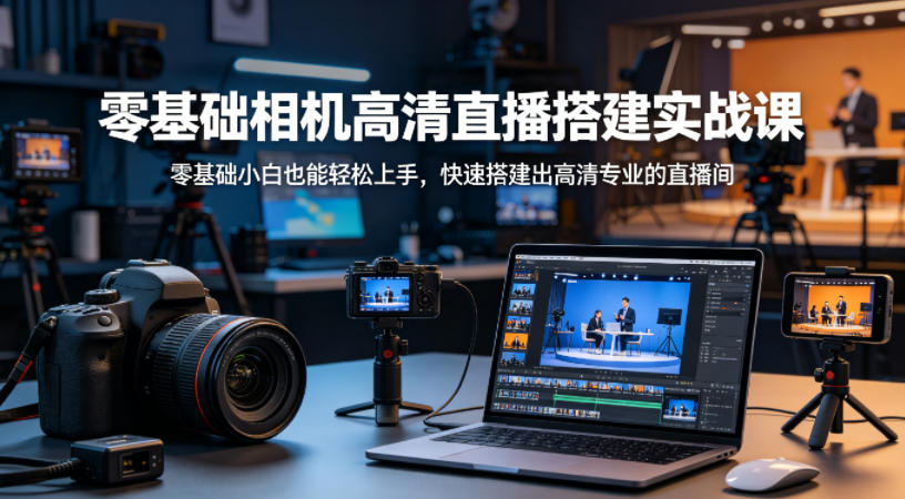 零基础相机高清直播间搭建实战课，小白也能轻松上手，快速搭建出高清专业的直播间-项目资源网