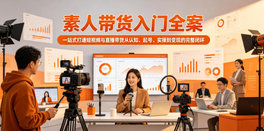 素人带货入门全案,一站式打通短视频与直播带货从认知、起号、实操到变现的完整闭环