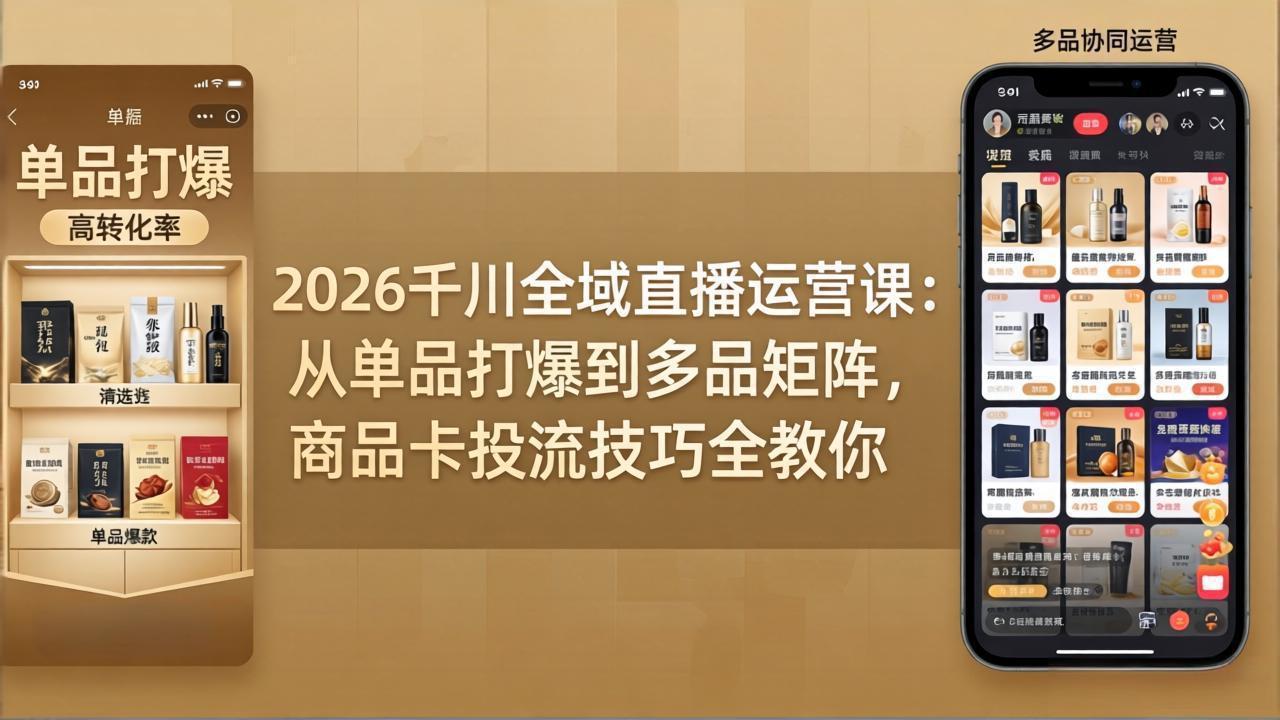 2026千川全域直播运营课：从单品打爆到多品矩阵，商品卡投流技巧全教你-项目资源网