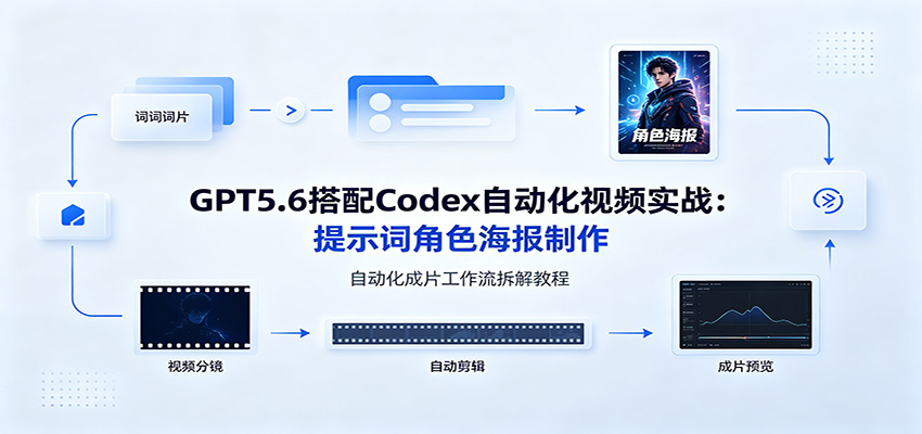 GPT5.6搭配Codex自动化视频实战：提示词角色海报制作，自动化成片工作流拆解教程-项目资源网