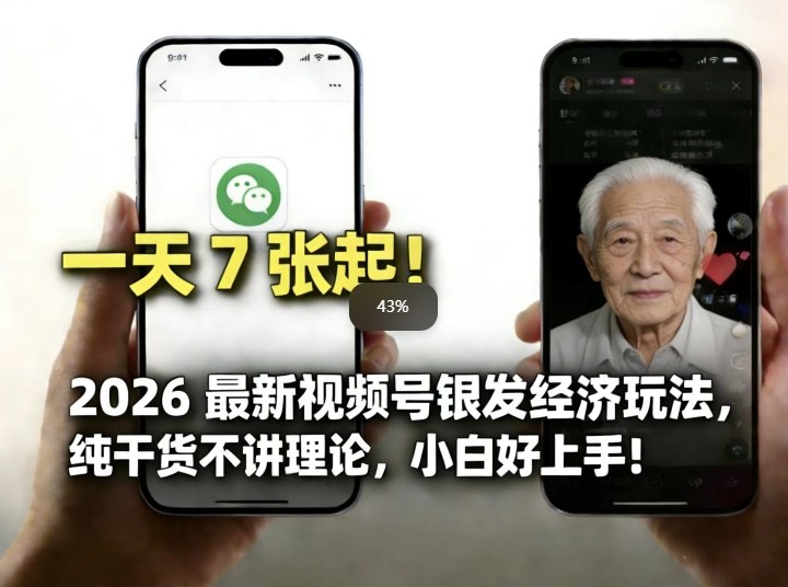2026最新视频号银发经济玩法，轻松每天7张起，小白也可做-项目资源网