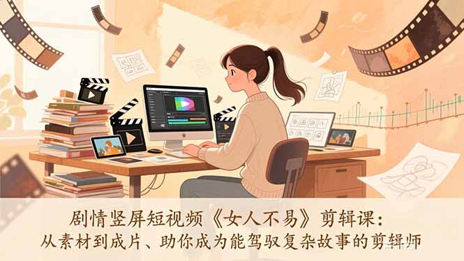 剧情竖屏短视频《女人不易》剪辑课：从素材到成片、助你成为能驾驭复杂故事的剪辑师-项目资源网