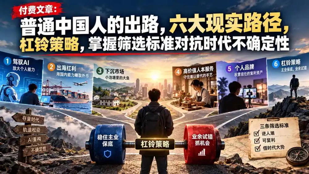 付费文章：普通中国人的出路，六大现实路径，杠铃策略，掌握筛选标准对抗时代不确定性-项目资源网