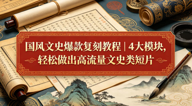 国风文史爆款复刻教程|4大模块,轻松做出高流量文史类短片-项目资源网
