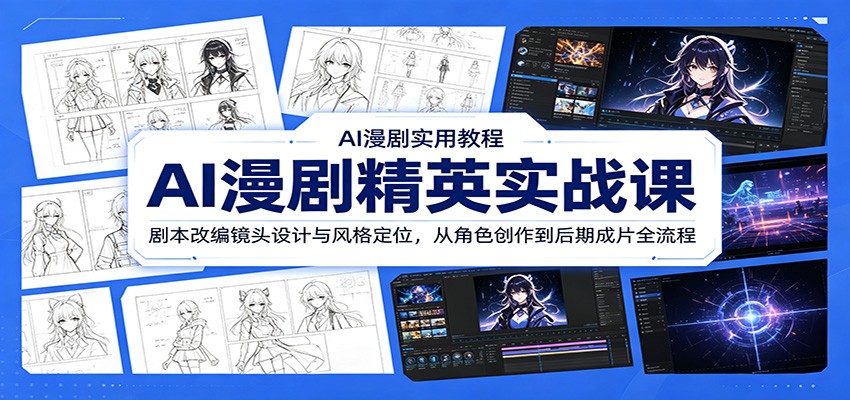 AI漫剧精英实战课：剧本改编镜头设计与风格定位，从角色创作到后期成片全流程-项目资源网