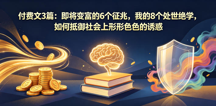 付费文3篇:即将变富的6个征兆,我的8个处世绝学,如何抵御社会上形形色色的诱惑