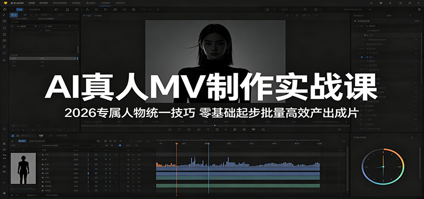 AI真人MV制作实战课:2026专属人物统一技巧,零基础起步批量高效产出成片-项目资源网