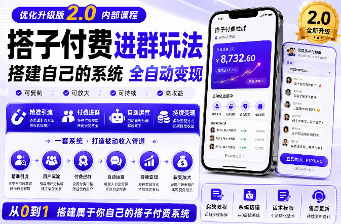 搭建群系统实战项目玩法，搭建整套付费进群系统，实现全天被动收益-项目资源网