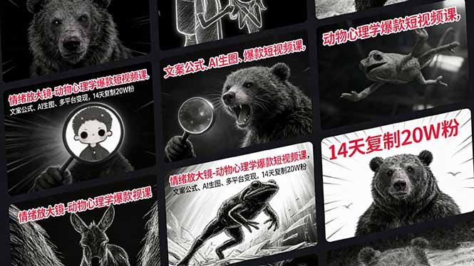 情绪放大镜-动物心理学爆款短视频课，文案公式、AI生图、多平台变现，14天复制20W粉-项目资源网
