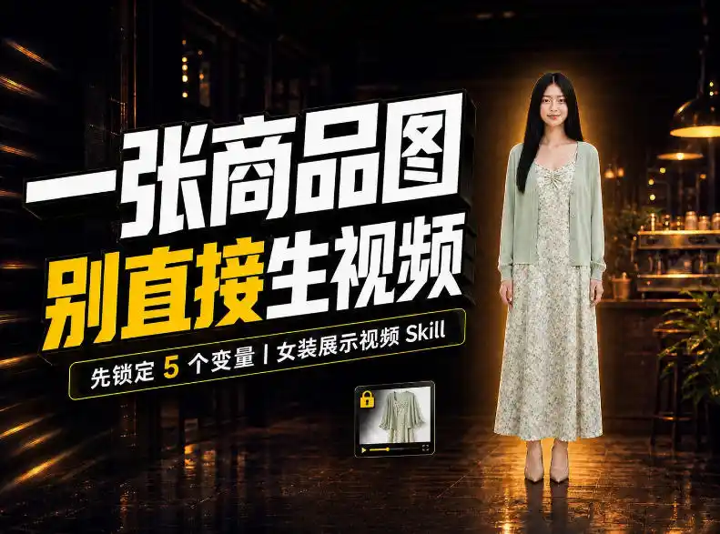 女装AI视频总翻车？问题不在提示词，女装展示视频Skill先锁定5个变量！-项目资源网